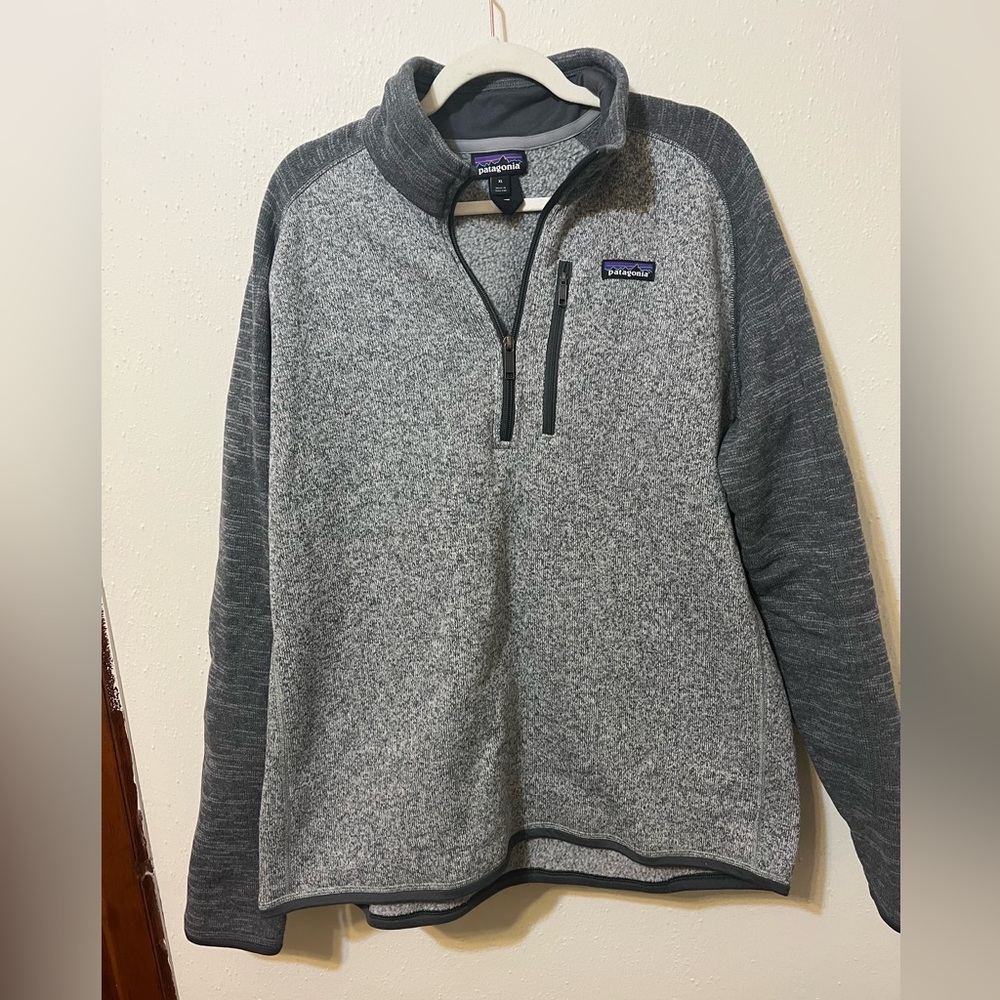 Men’s Patagonia Better Sweater Gray thermal quarter zip sweater